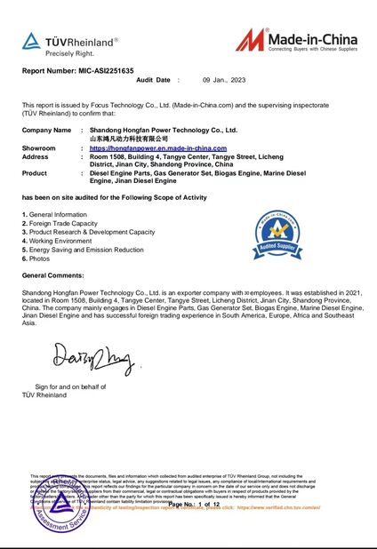 China Shandong Hongfan Power Technology Co.,Ltd certification